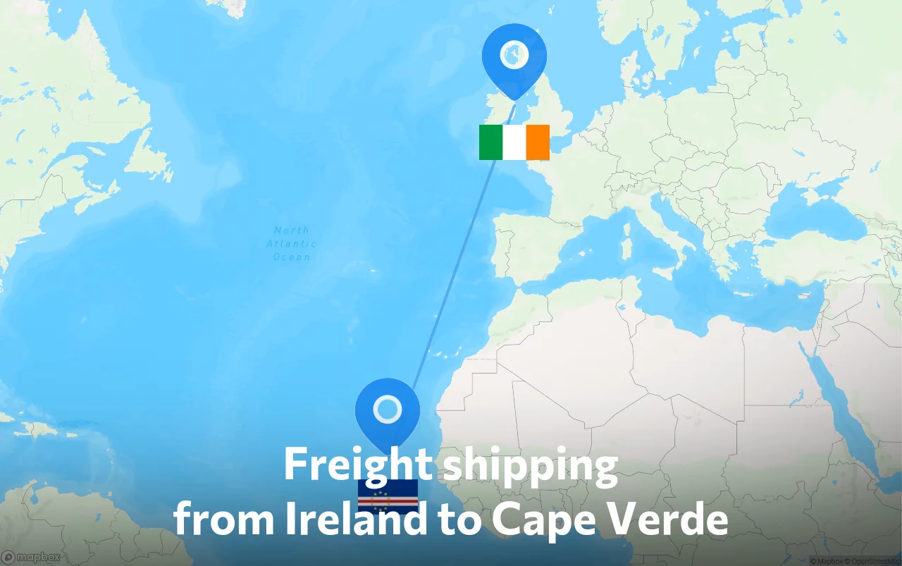 Shipping route from Ireland to Cape Verde