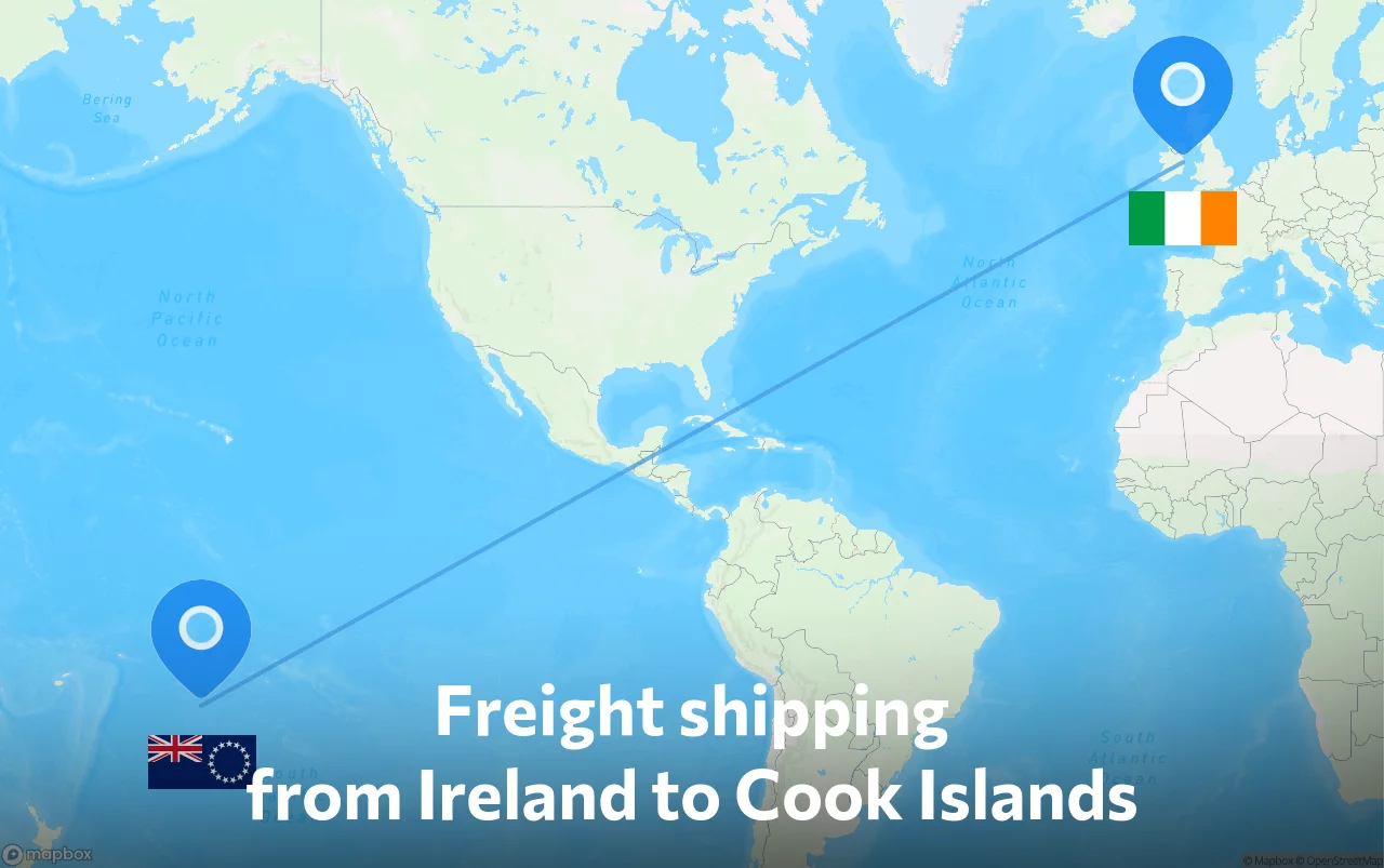 Shipping route from Ireland to Cook Islands