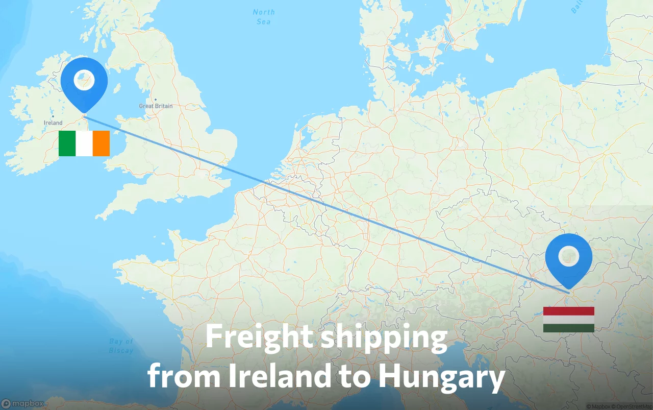Shipping route from Ireland to Hungary