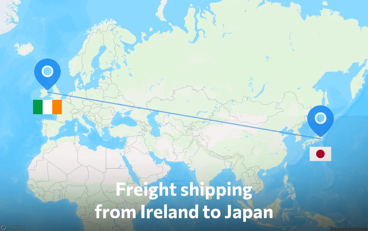 Shipping route from Ireland to Japan