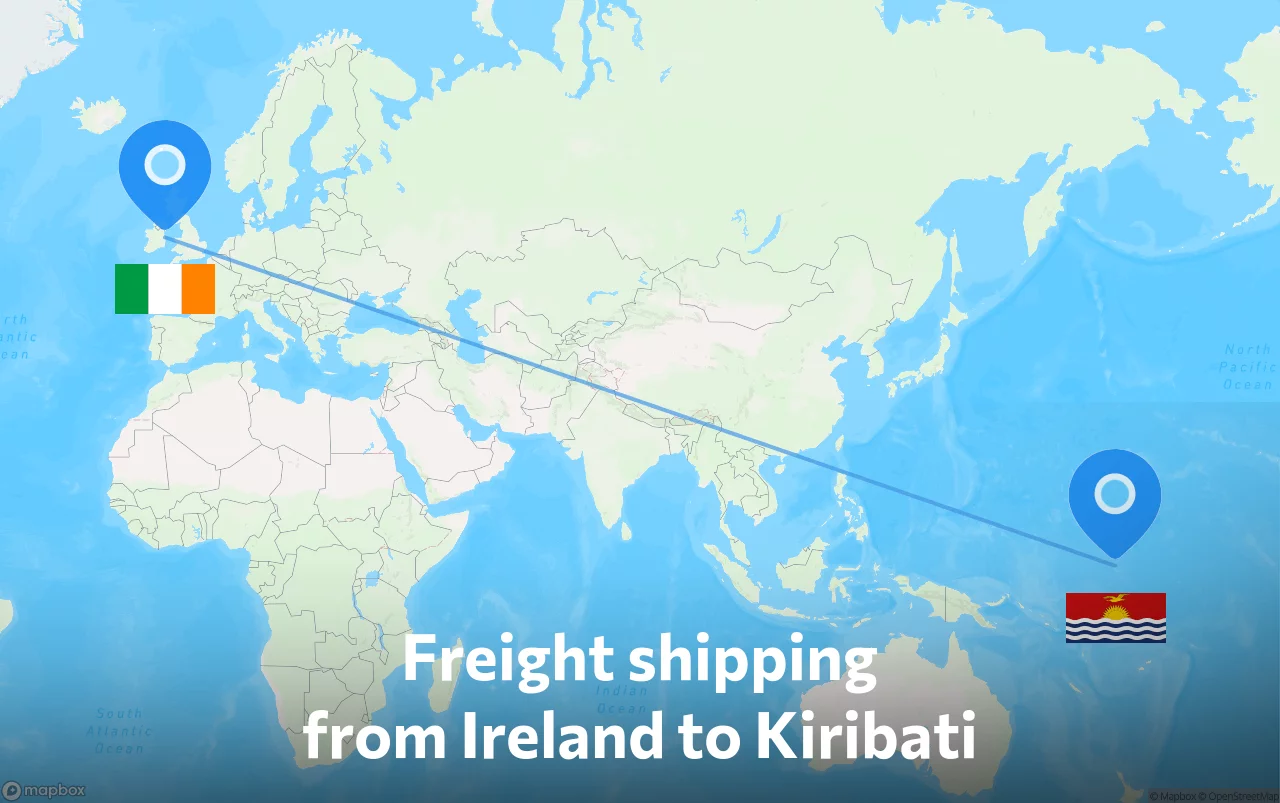 Shipping route from Ireland to Kiribati