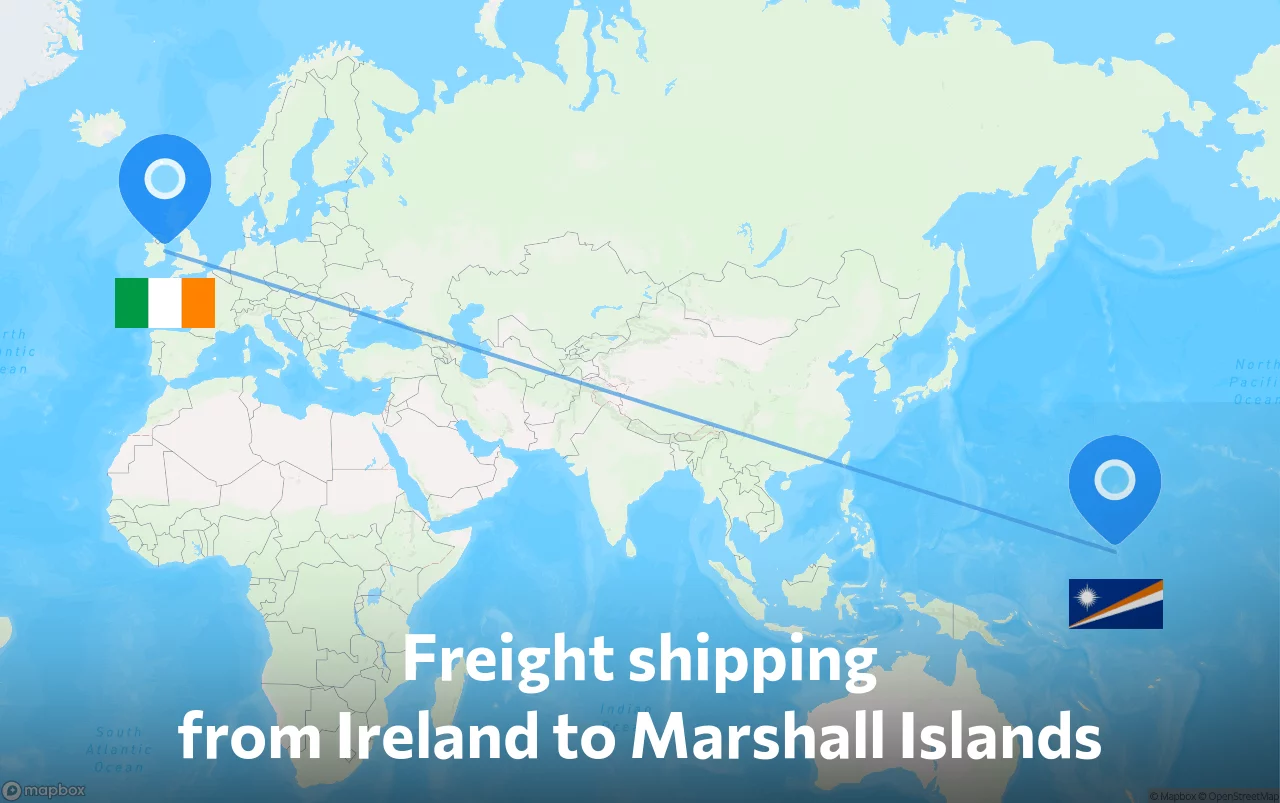 Shipping route from Ireland to Marshall Islands