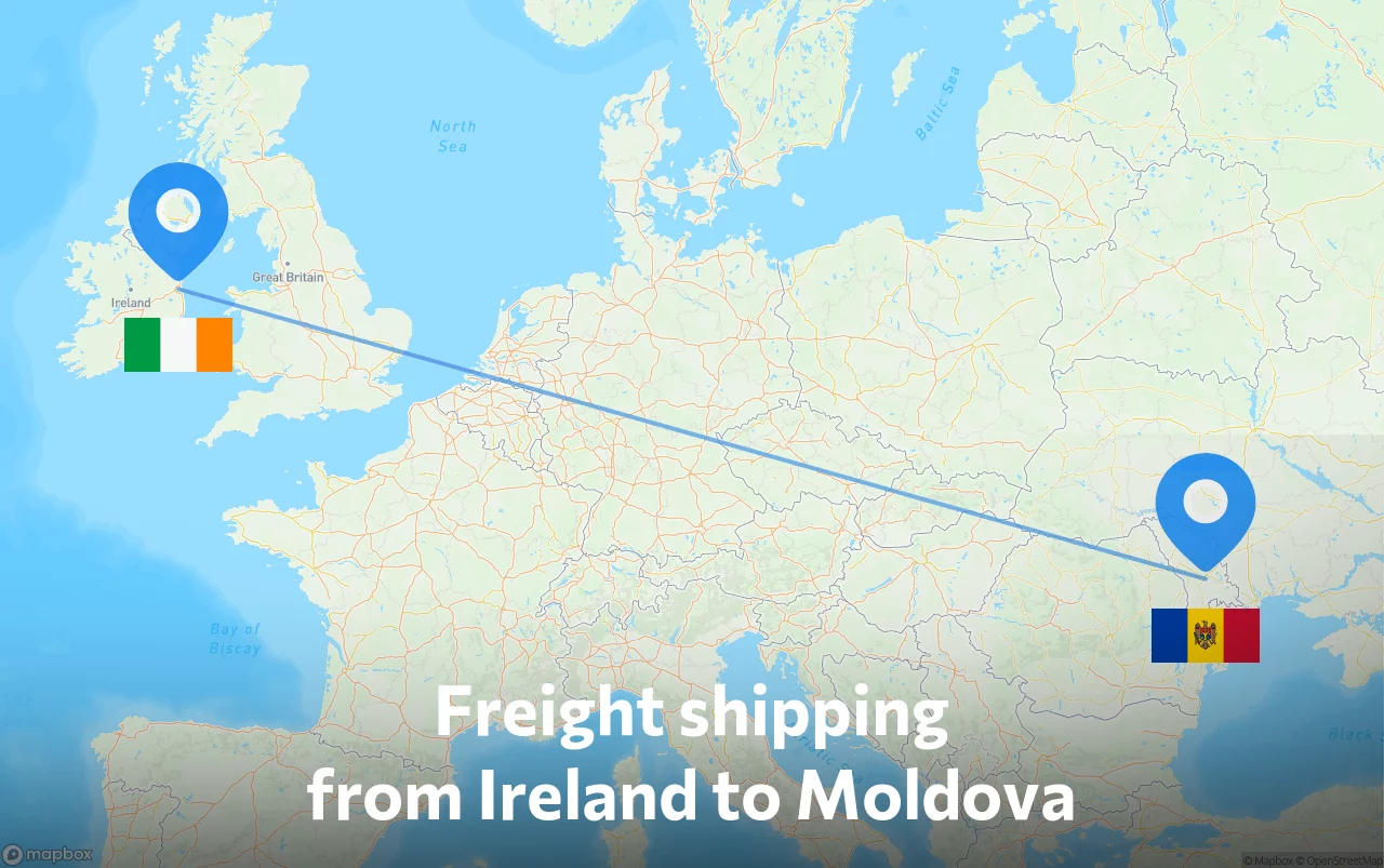 Shipping route from Ireland to Moldova