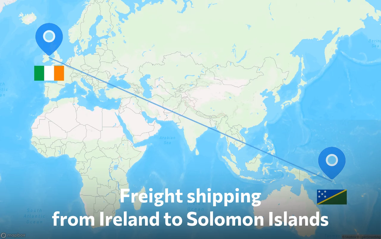Shipping route from Ireland to Solomon Islands