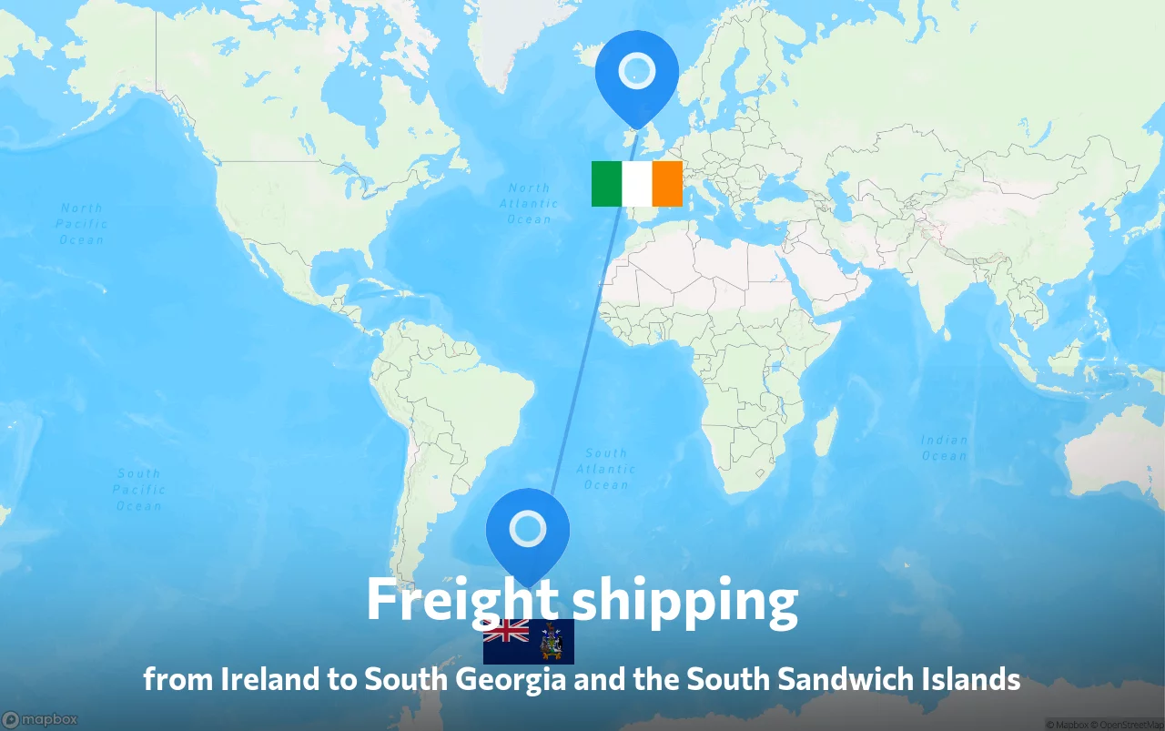 Shipping route from Ireland to South Georgia and the South Sandwich Islands
