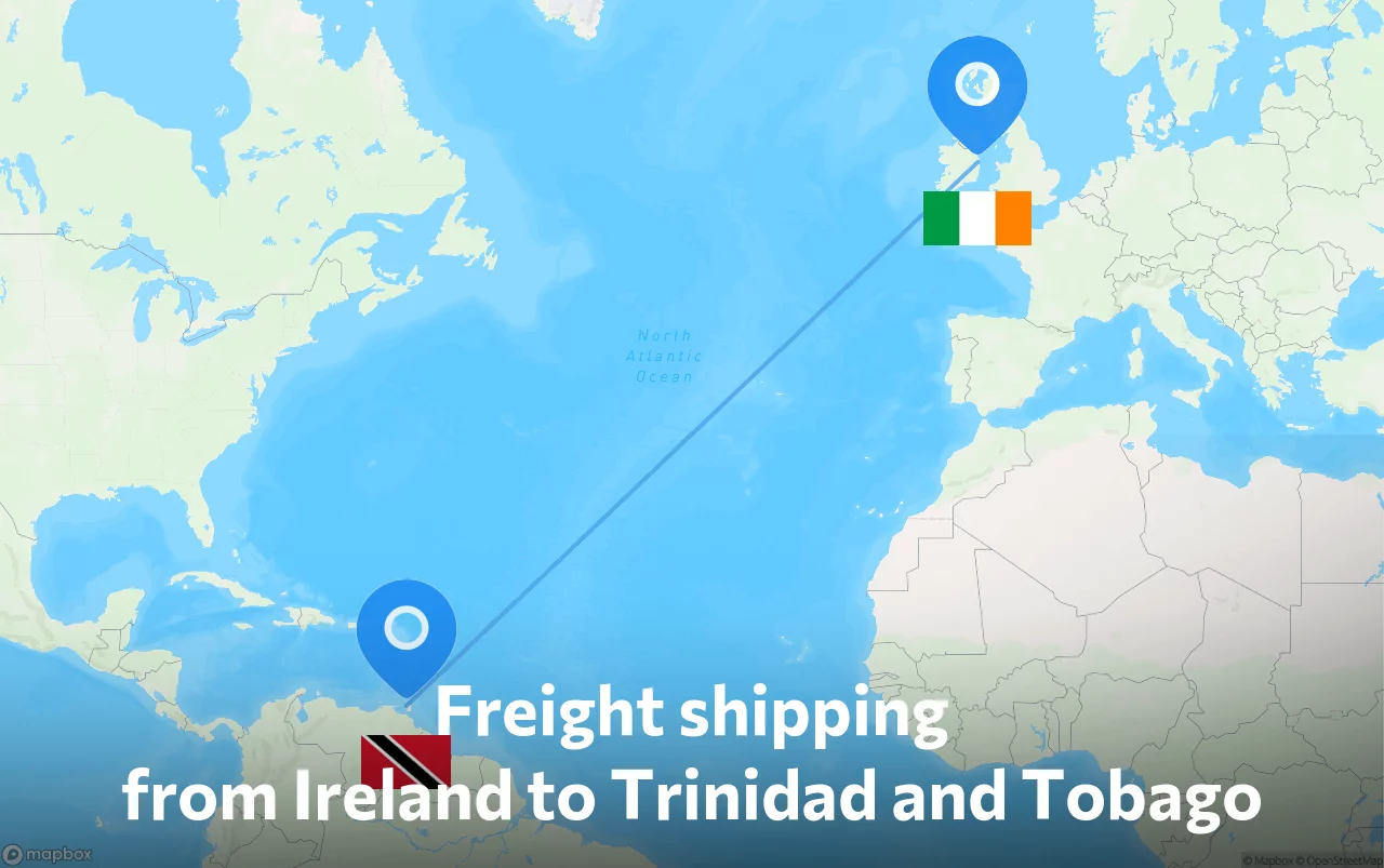 Shipping route from Ireland to Trinidad and Tobago