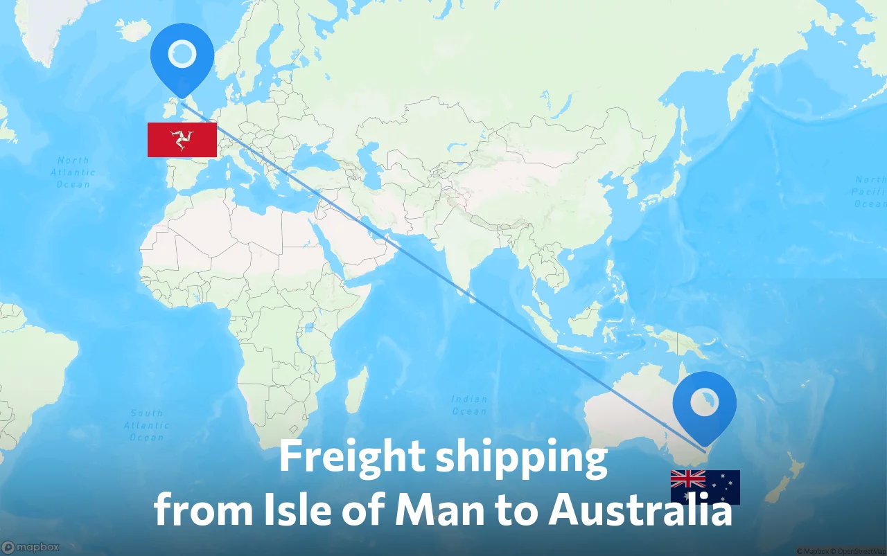 Shipping route from Isle of Man to Australia