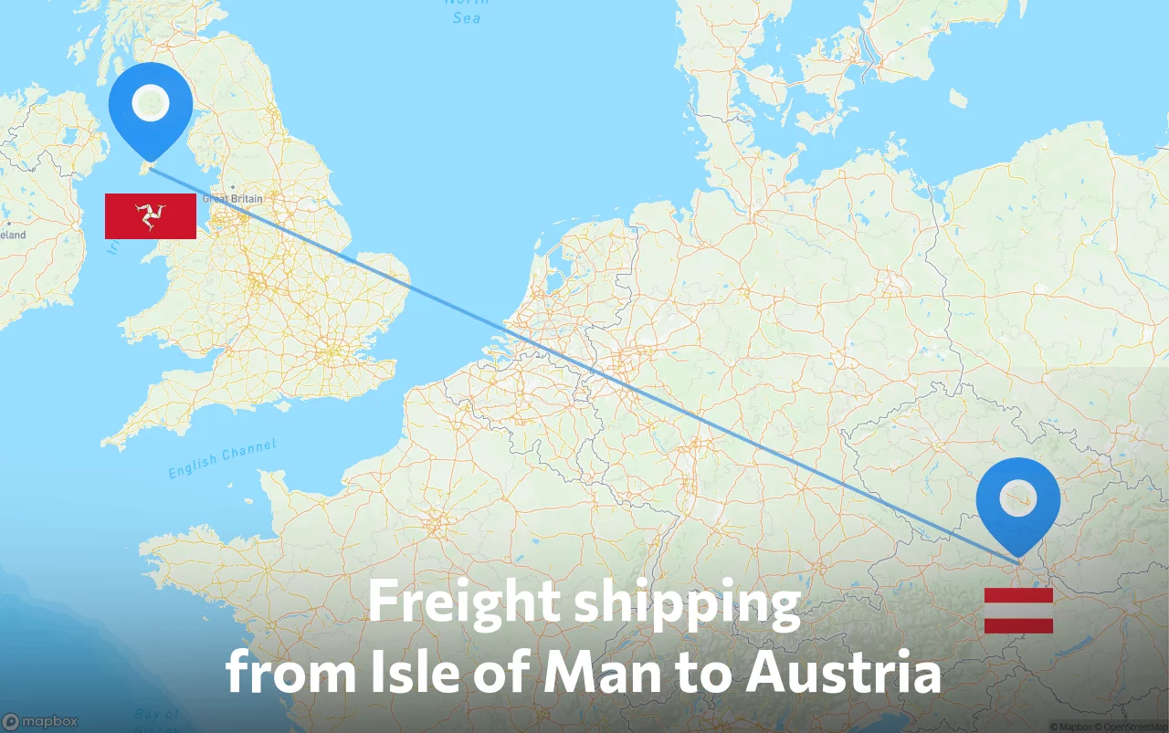 Shipping route from Isle of Man to Austria