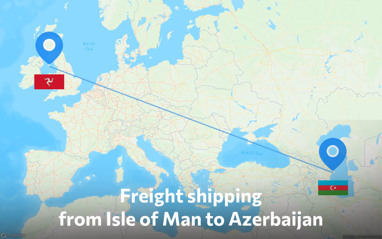 Shipping route from Isle of Man to Azerbaijan