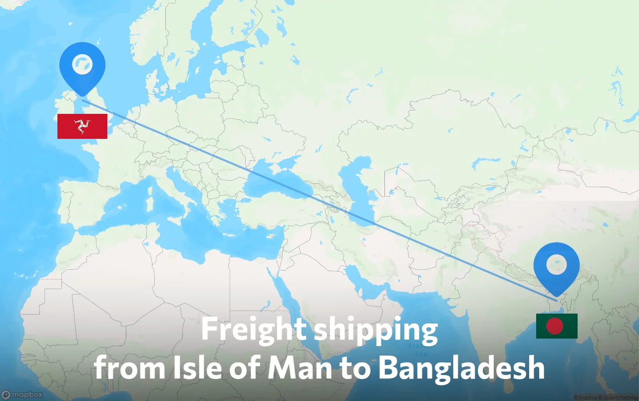 Shipping route from Isle of Man to Bangladesh