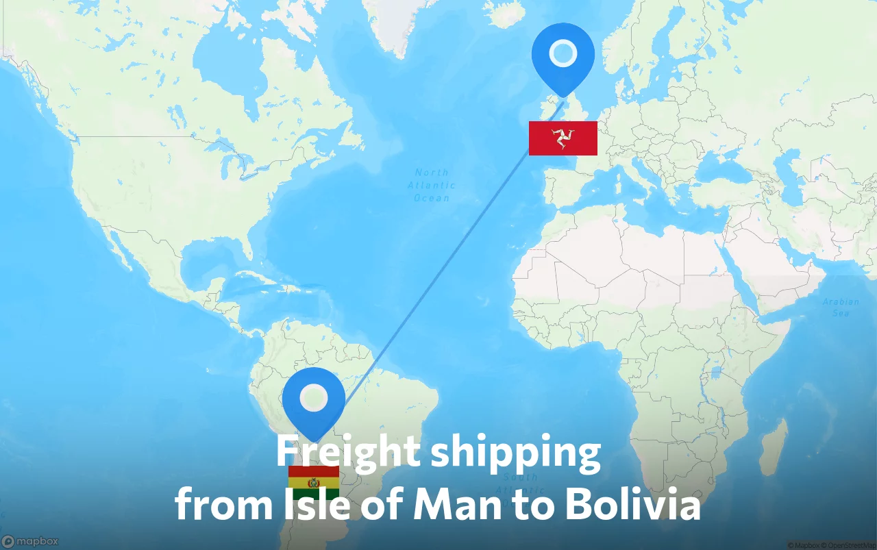 Shipping route from Isle of Man to Bolivia