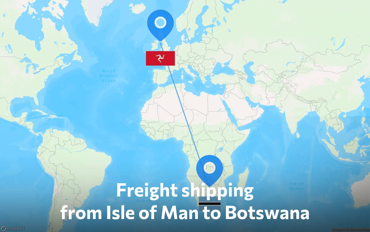 Shipping route from Isle of Man to Botswana