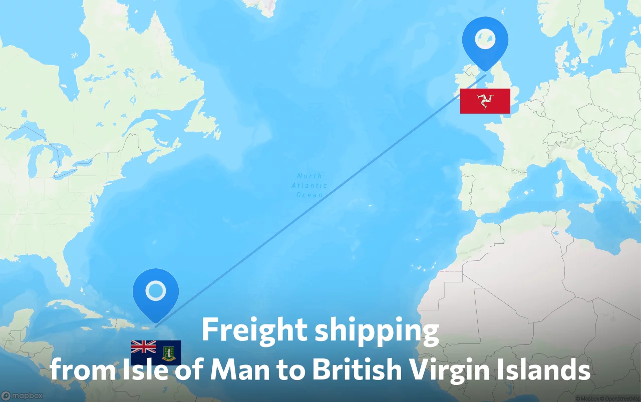 Shipping route from Isle of Man to British Virgin Islands