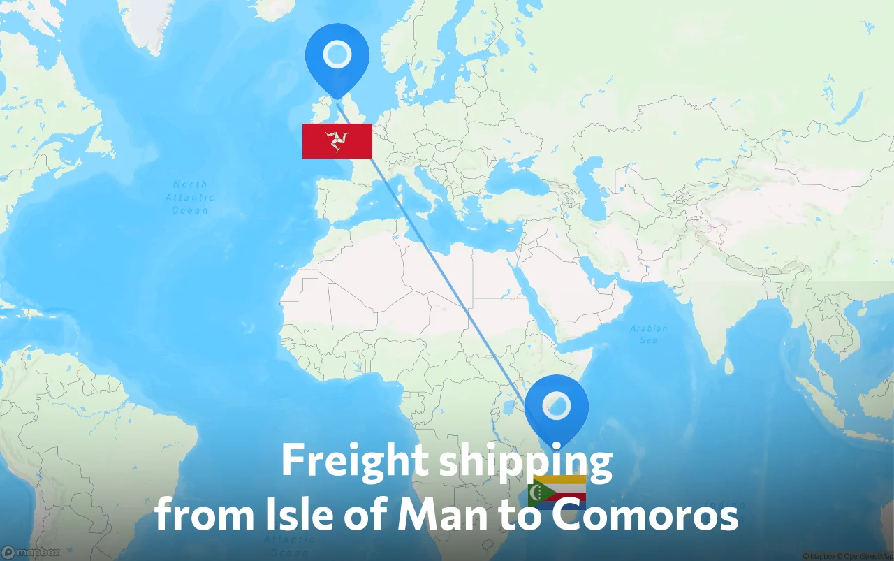 Shipping route from Isle of Man to Comoros