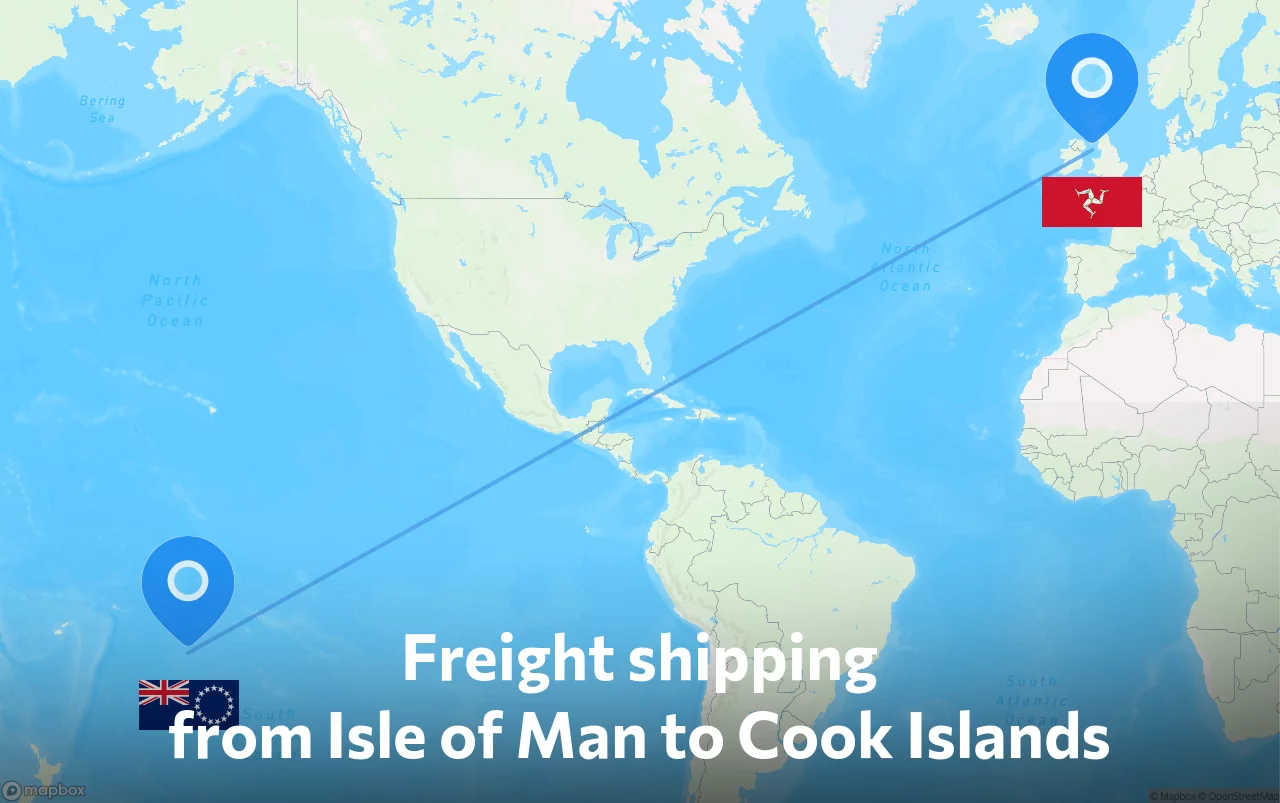 Shipping route from Isle of Man to Cook Islands