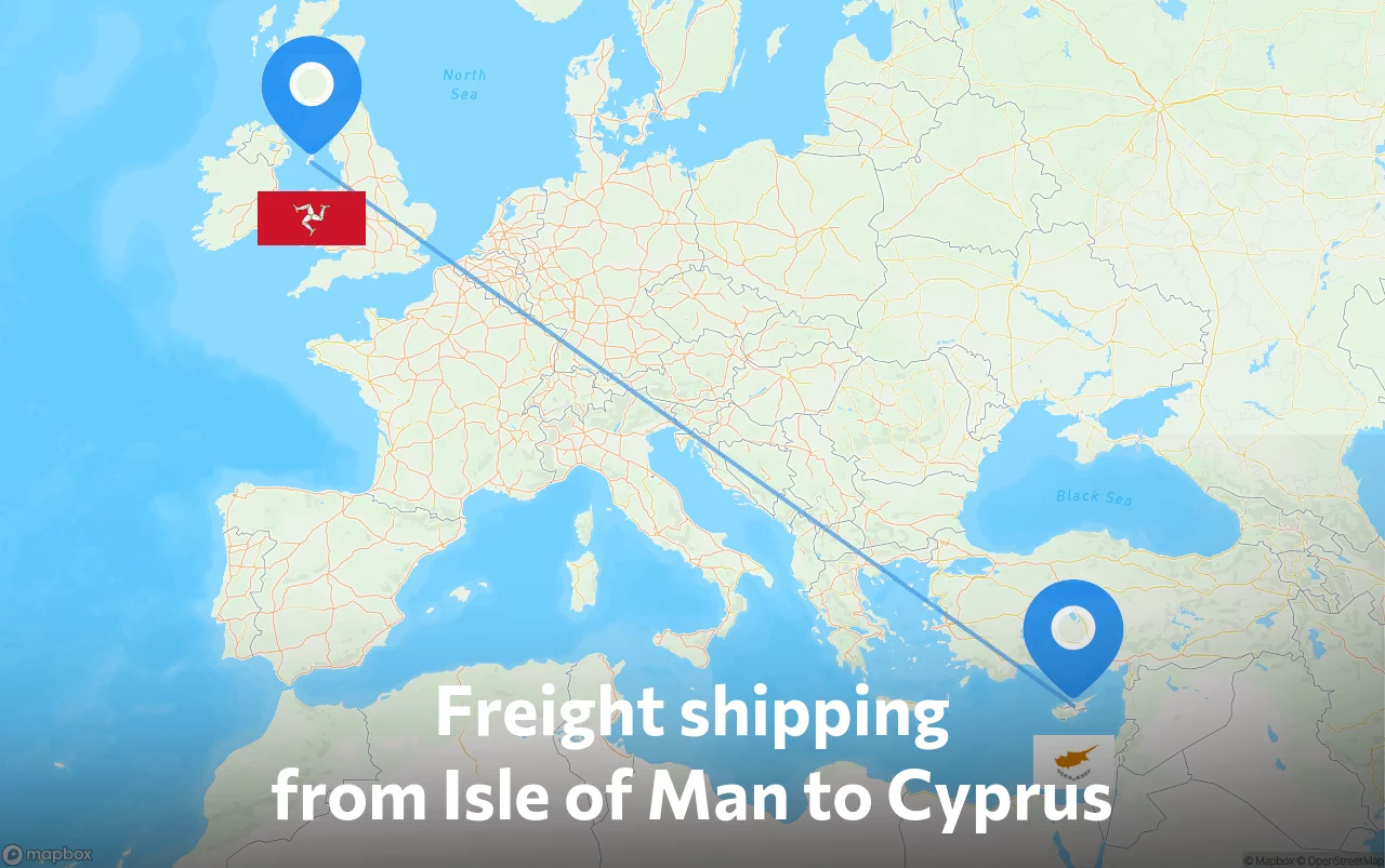 Shipping route from Isle of Man to Cyprus
