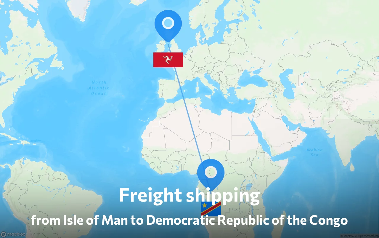 Shipping route from Isle of Man to Democratic Republic of the Congo