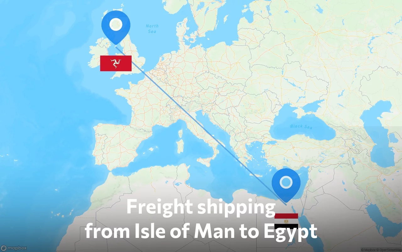 Shipping route from Isle of Man to Egypt