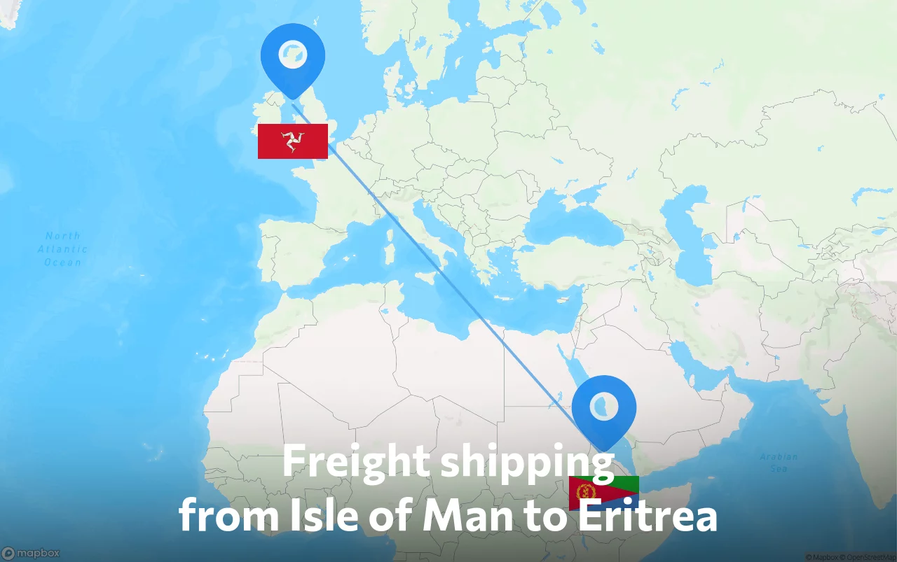 Shipping route from Isle of Man to Eritrea