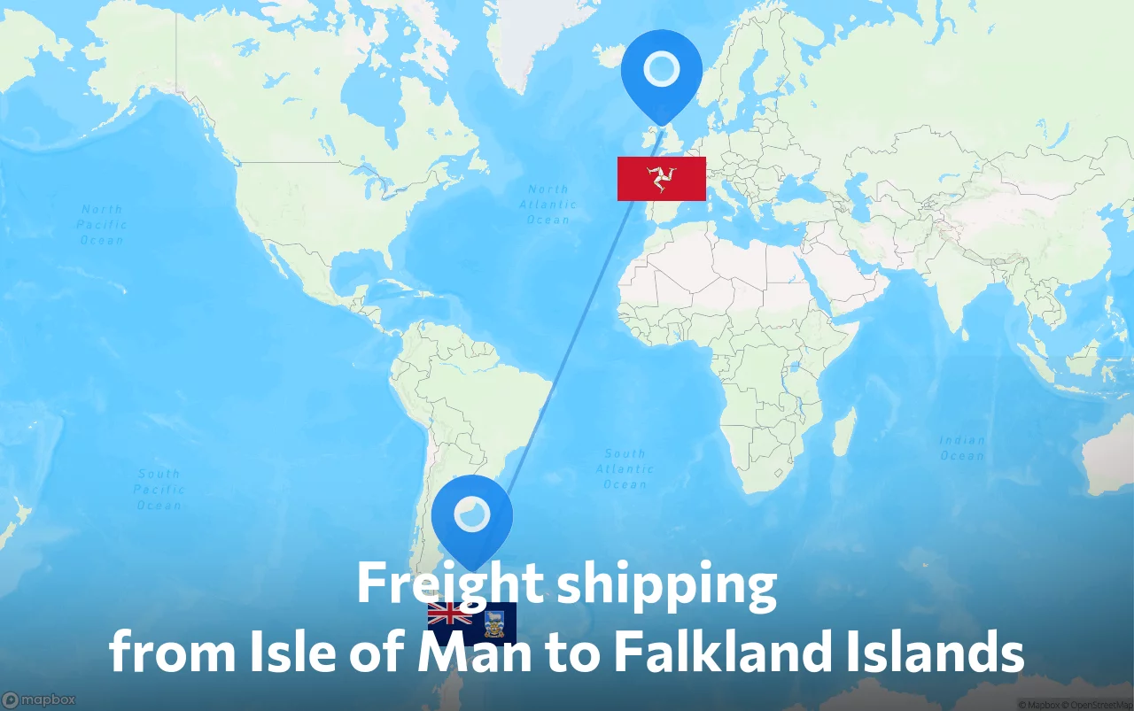 Shipping route from Isle of Man to Falkland Islands