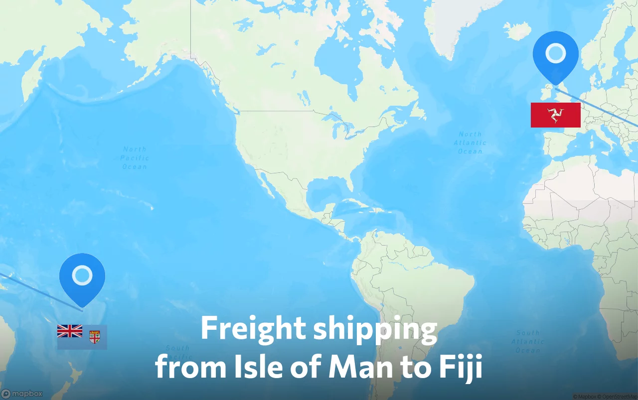 Shipping route from Isle of Man to Fiji