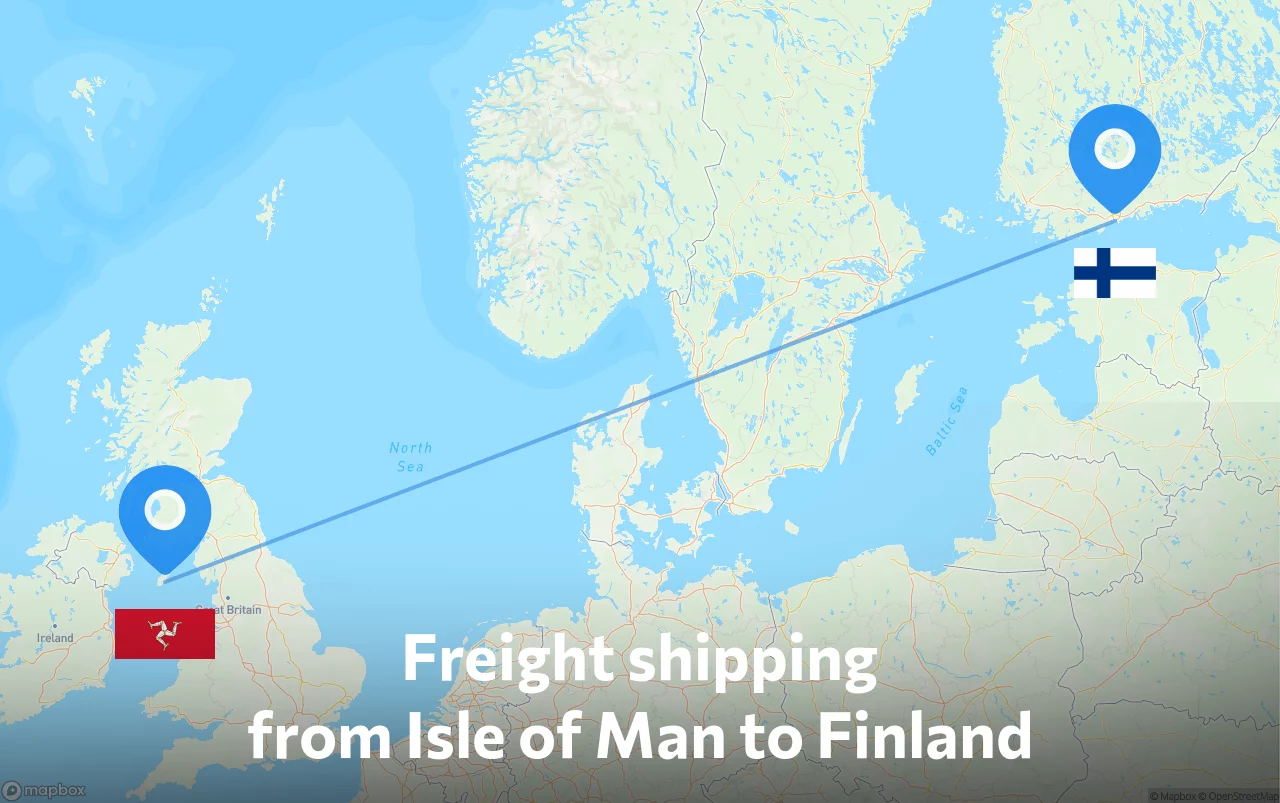 Shipping route from Isle of Man to Finland