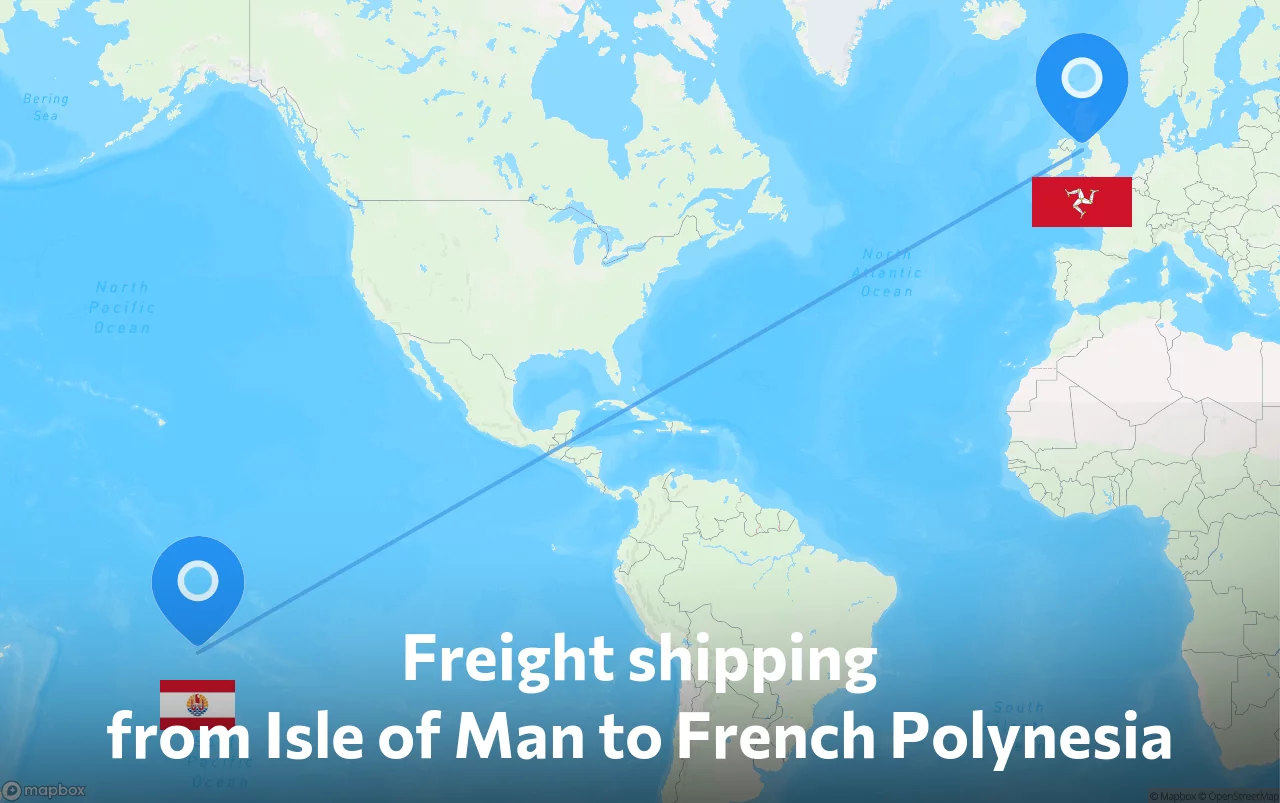 Shipping route from Isle of Man to French Polynesia