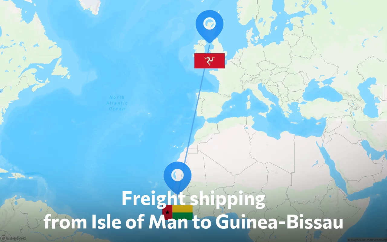 Shipping route from Isle of Man to Guinea-Bissau