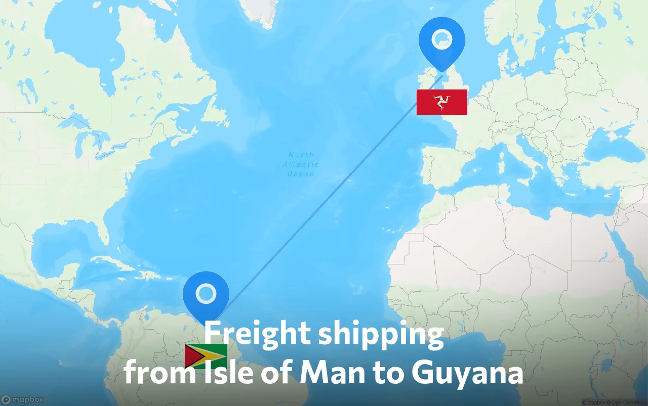 Shipping route from Isle of Man to Guyana