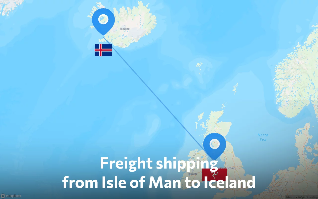 Shipping route from Isle of Man to Iceland