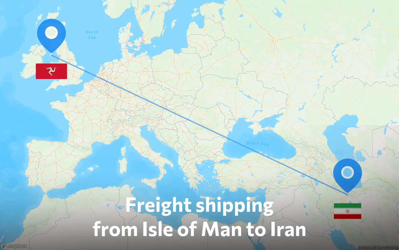 Shipping route from Isle of Man to Iran