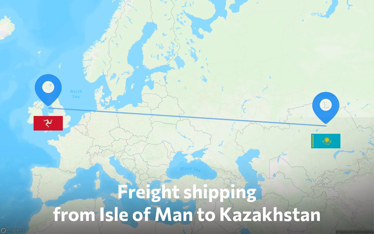 Shipping route from Isle of Man to Kazakhstan