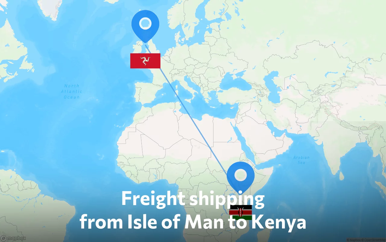 Shipping route from Isle of Man to Kenya