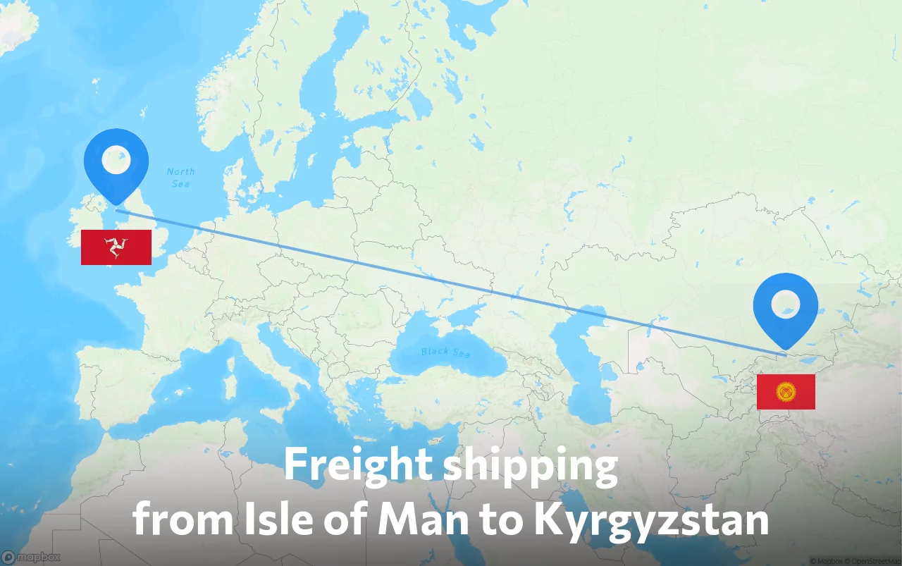 Shipping route from Isle of Man to Kyrgyzstan