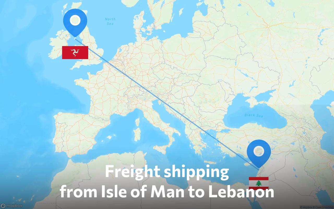 Shipping route from Isle of Man to Lebanon