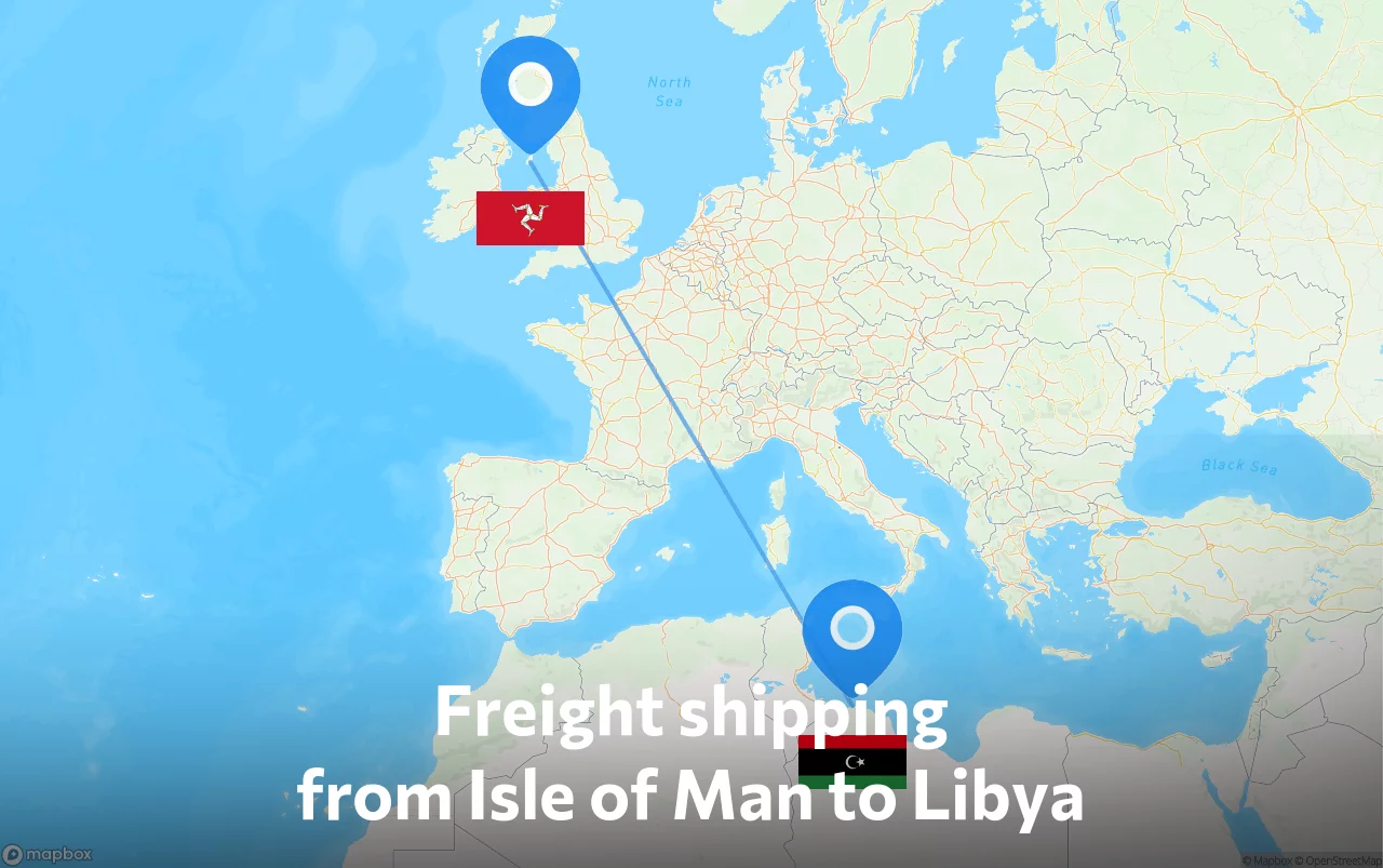 Shipping route from Isle of Man to Libya