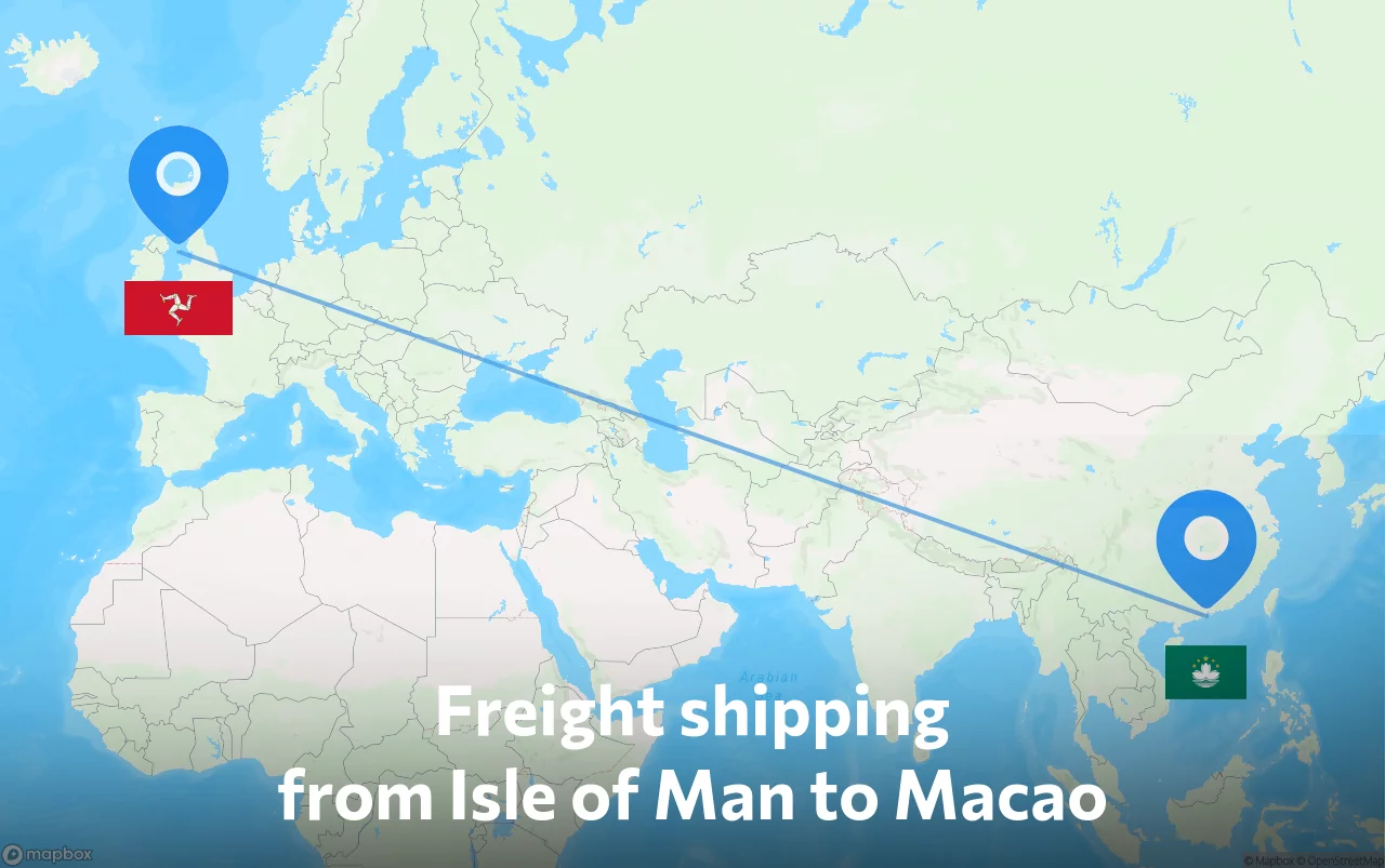 Shipping route from Isle of Man to Macao