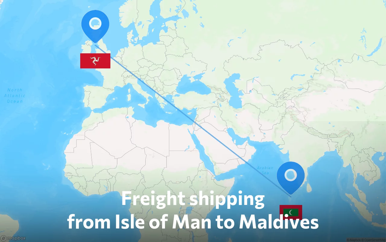 Shipping route from Isle of Man to Maldives