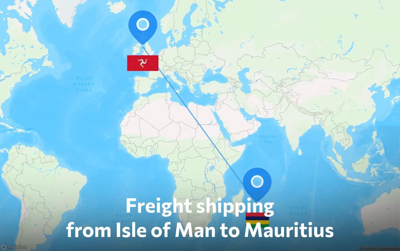 Shipping route from Isle of Man to Mauritius