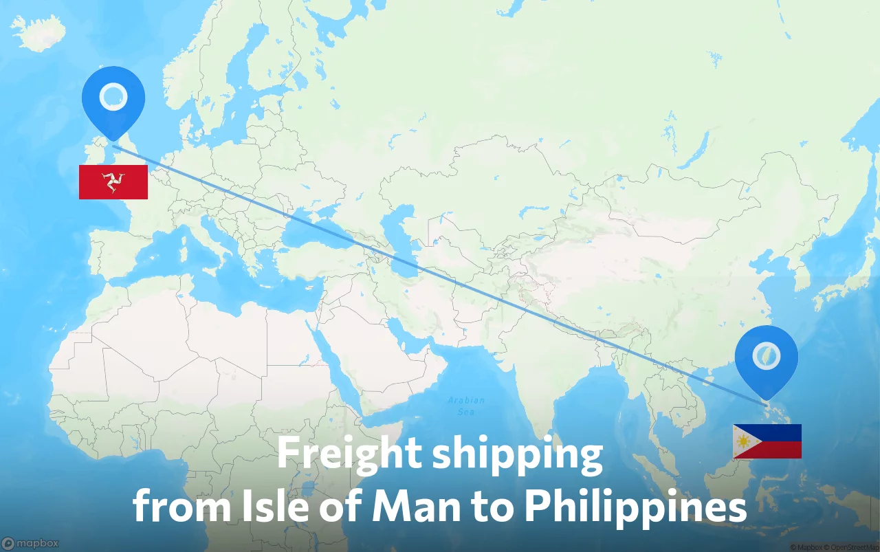 Shipping route from Isle of Man to Philippines