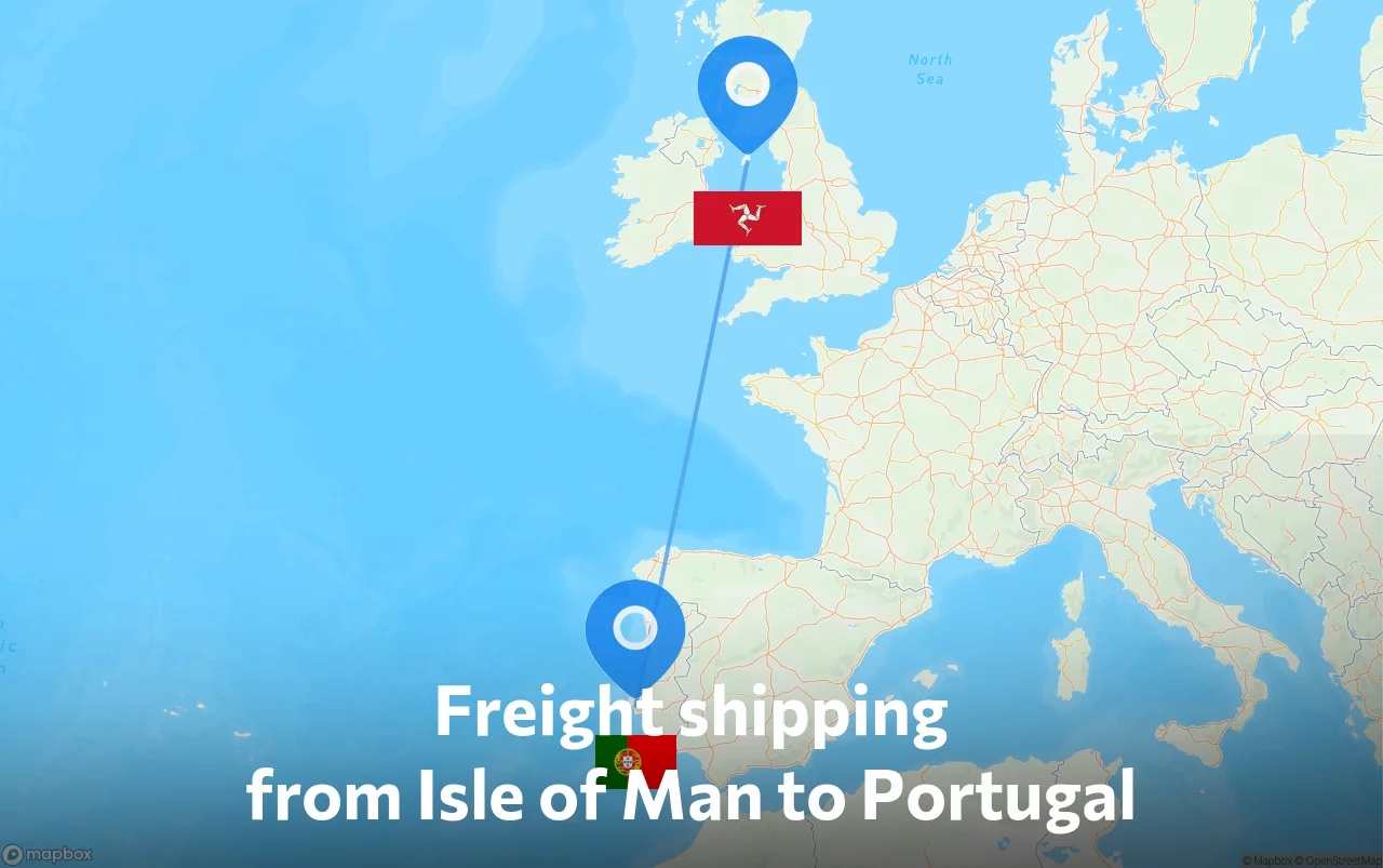 Shipping route from Isle of Man to Portugal