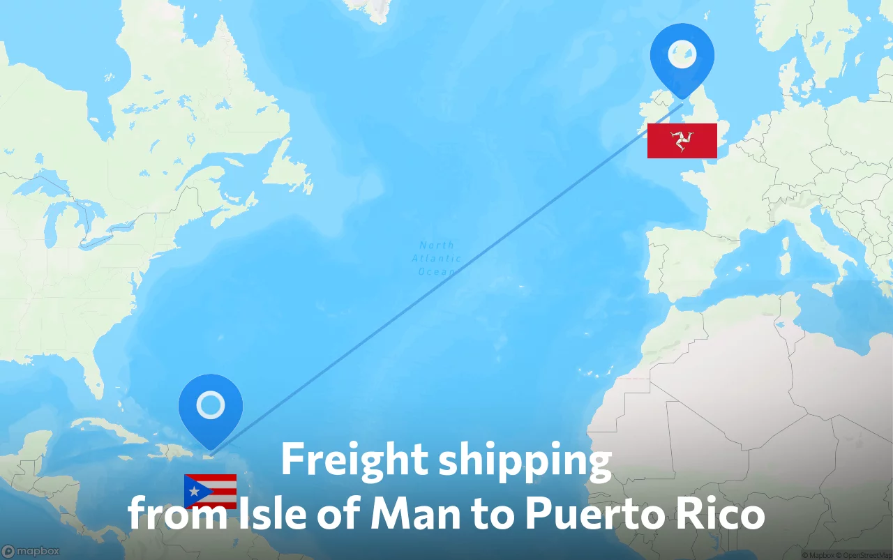 Shipping route from Isle of Man to Puerto Rico