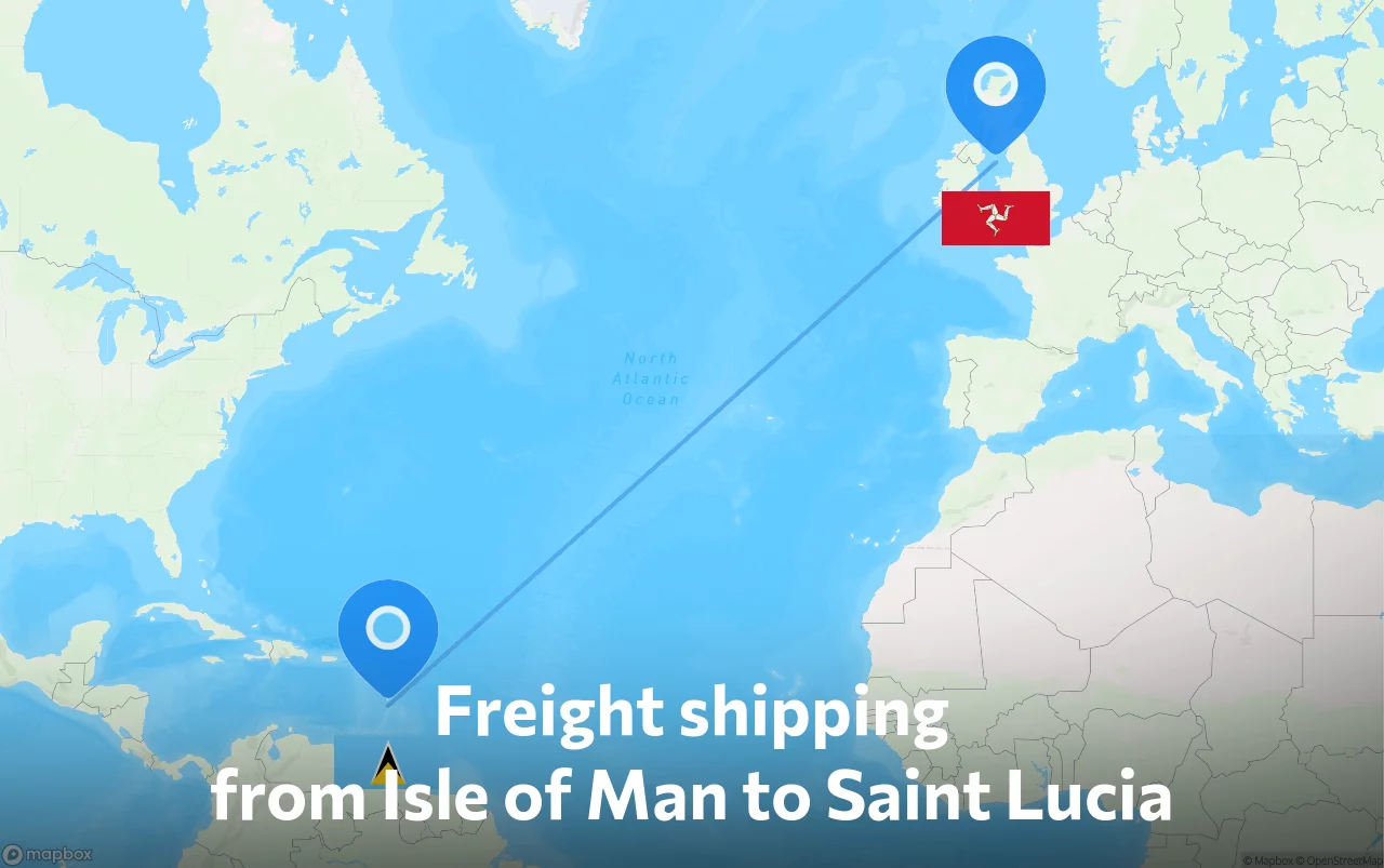 Shipping route from Isle of Man to Saint Lucia