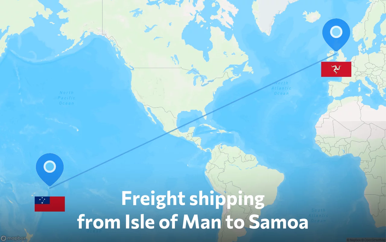 Shipping route from Isle of Man to Samoa