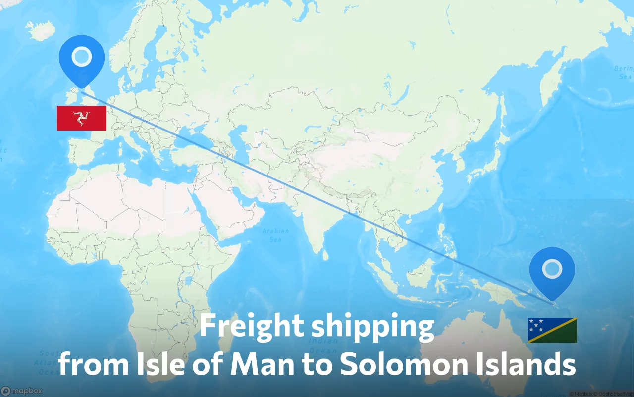 Shipping route from Isle of Man to Solomon Islands