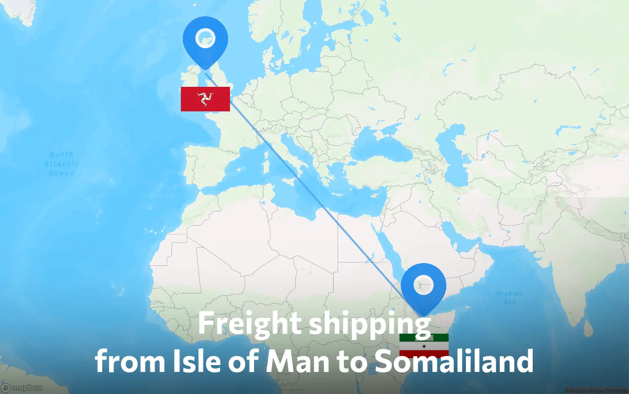 Shipping route from Isle of Man to Somaliland