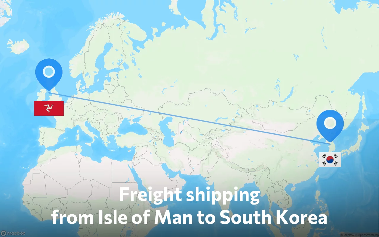 Shipping route from Isle of Man to South Korea