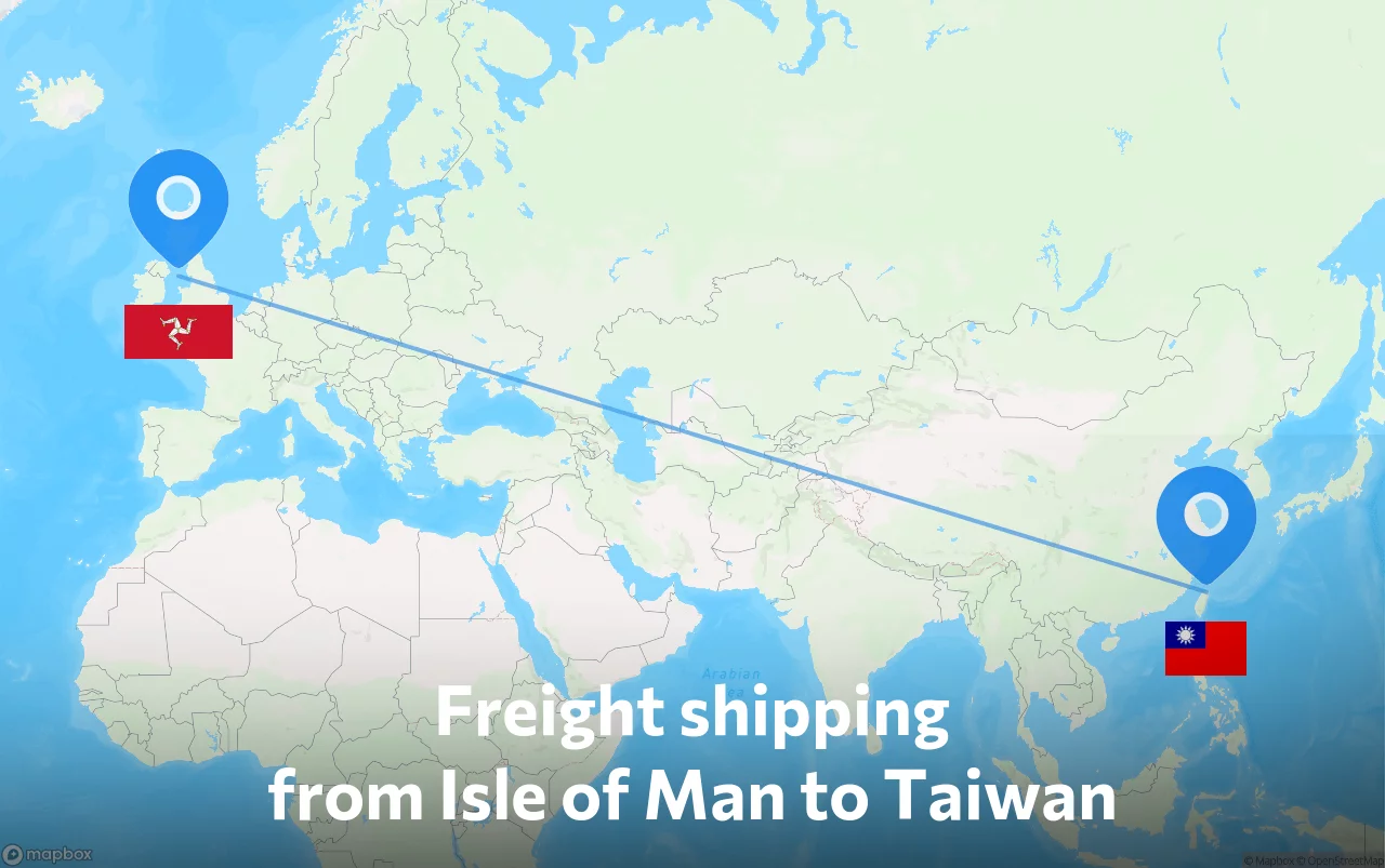 Shipping route from Isle of Man to Taiwan