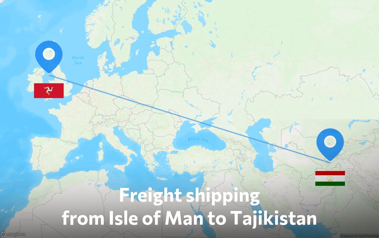 Shipping route from Isle of Man to Tajikistan