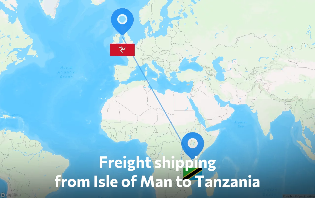 Shipping route from Isle of Man to Tanzania